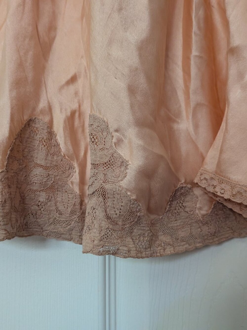 Vintage Antique Peach Silk Slip Dress 1930s - Picture 4 of 6